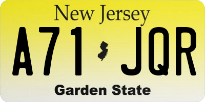 NJ license plate A71JQR