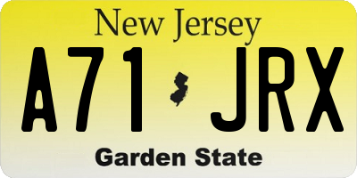 NJ license plate A71JRX