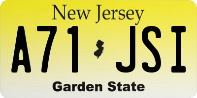 NJ license plate A71JSI