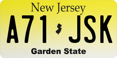 NJ license plate A71JSK