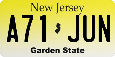 NJ license plate A71JUN