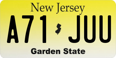 NJ license plate A71JUU
