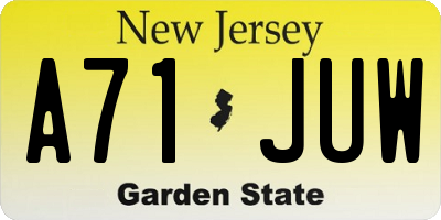 NJ license plate A71JUW