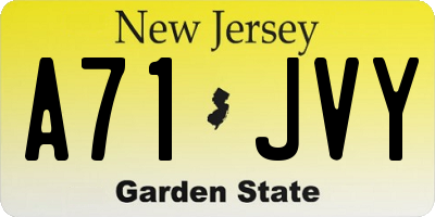 NJ license plate A71JVY