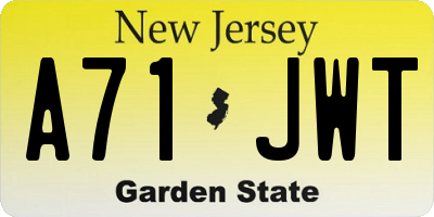 NJ license plate A71JWT