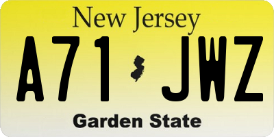 NJ license plate A71JWZ