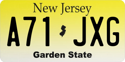 NJ license plate A71JXG