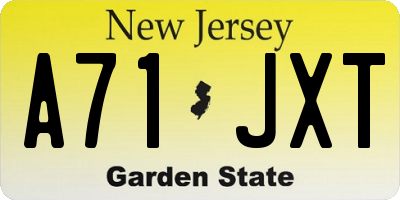 NJ license plate A71JXT