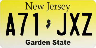 NJ license plate A71JXZ
