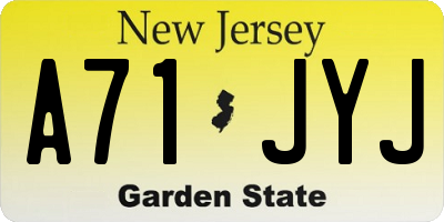NJ license plate A71JYJ