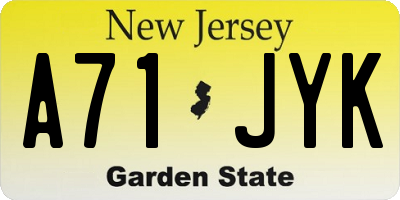 NJ license plate A71JYK
