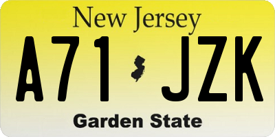NJ license plate A71JZK