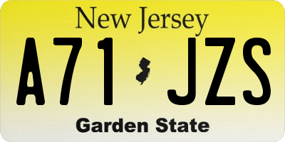 NJ license plate A71JZS