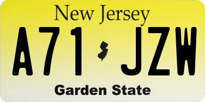 NJ license plate A71JZW