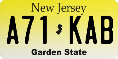NJ license plate A71KAB