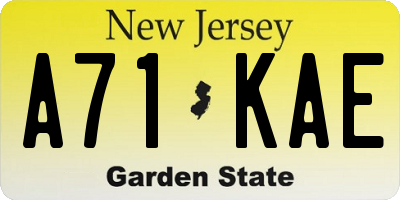 NJ license plate A71KAE