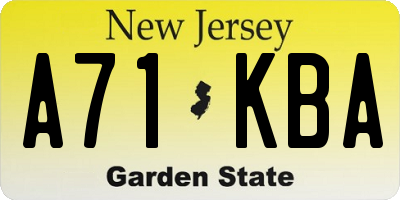 NJ license plate A71KBA