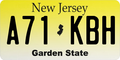 NJ license plate A71KBH