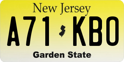 NJ license plate A71KBO