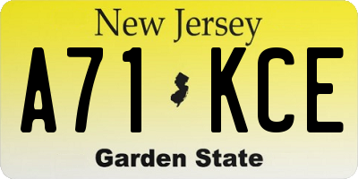 NJ license plate A71KCE