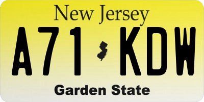 NJ license plate A71KDW