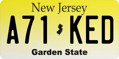 NJ license plate A71KED