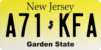 NJ license plate A71KFA