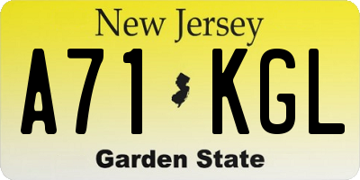 NJ license plate A71KGL