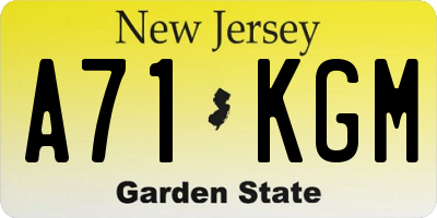 NJ license plate A71KGM