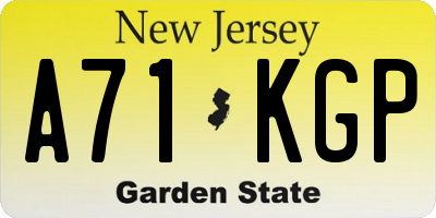 NJ license plate A71KGP