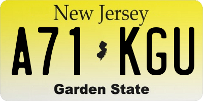 NJ license plate A71KGU