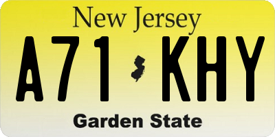 NJ license plate A71KHY