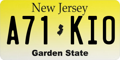 NJ license plate A71KIO