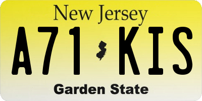 NJ license plate A71KIS