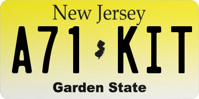 NJ license plate A71KIT