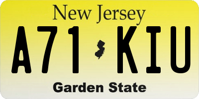 NJ license plate A71KIU