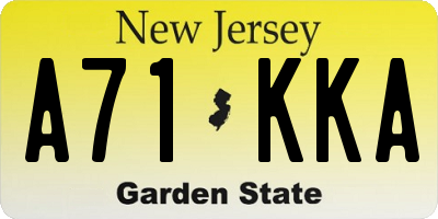 NJ license plate A71KKA