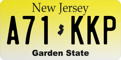 NJ license plate A71KKP