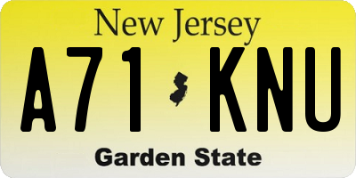 NJ license plate A71KNU
