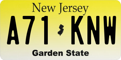 NJ license plate A71KNW