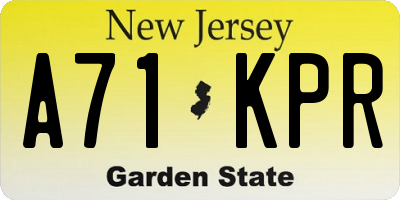 NJ license plate A71KPR