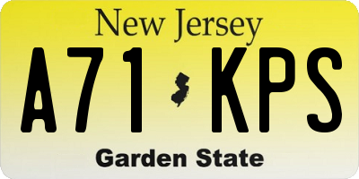 NJ license plate A71KPS