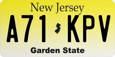 NJ license plate A71KPV