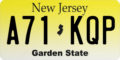 NJ license plate A71KQP