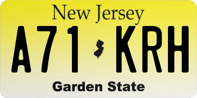 NJ license plate A71KRH