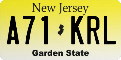 NJ license plate A71KRL