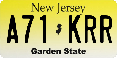 NJ license plate A71KRR