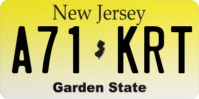 NJ license plate A71KRT