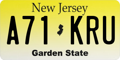 NJ license plate A71KRU