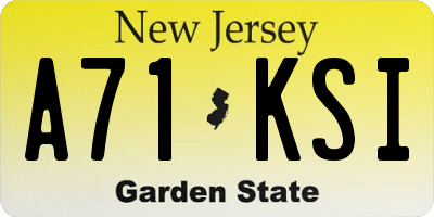 NJ license plate A71KSI